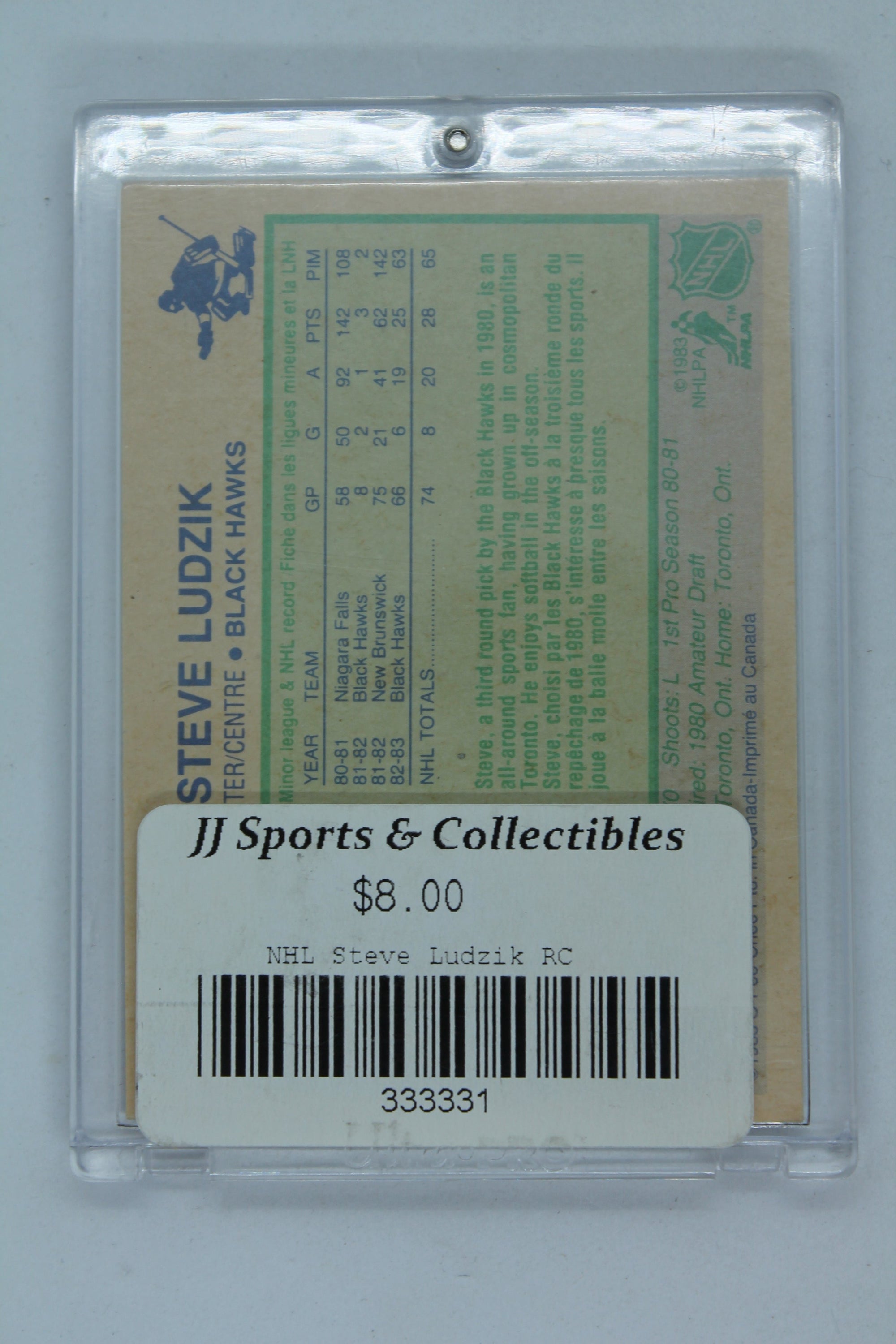 Steve Ludzik 1983-84 O-Pee-Chee Rookie Card - Error Card