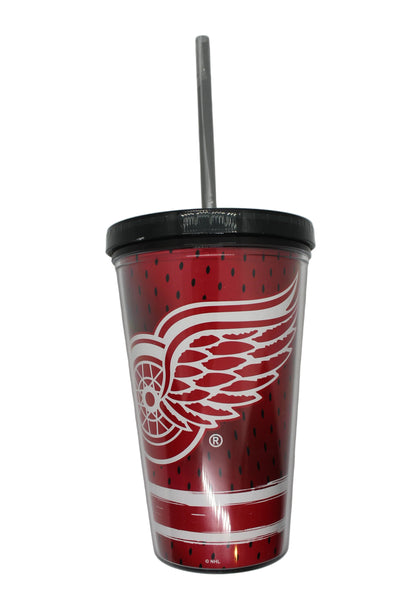 NHL Detroit Red Wings Plastic Tumbler Mug with Straw