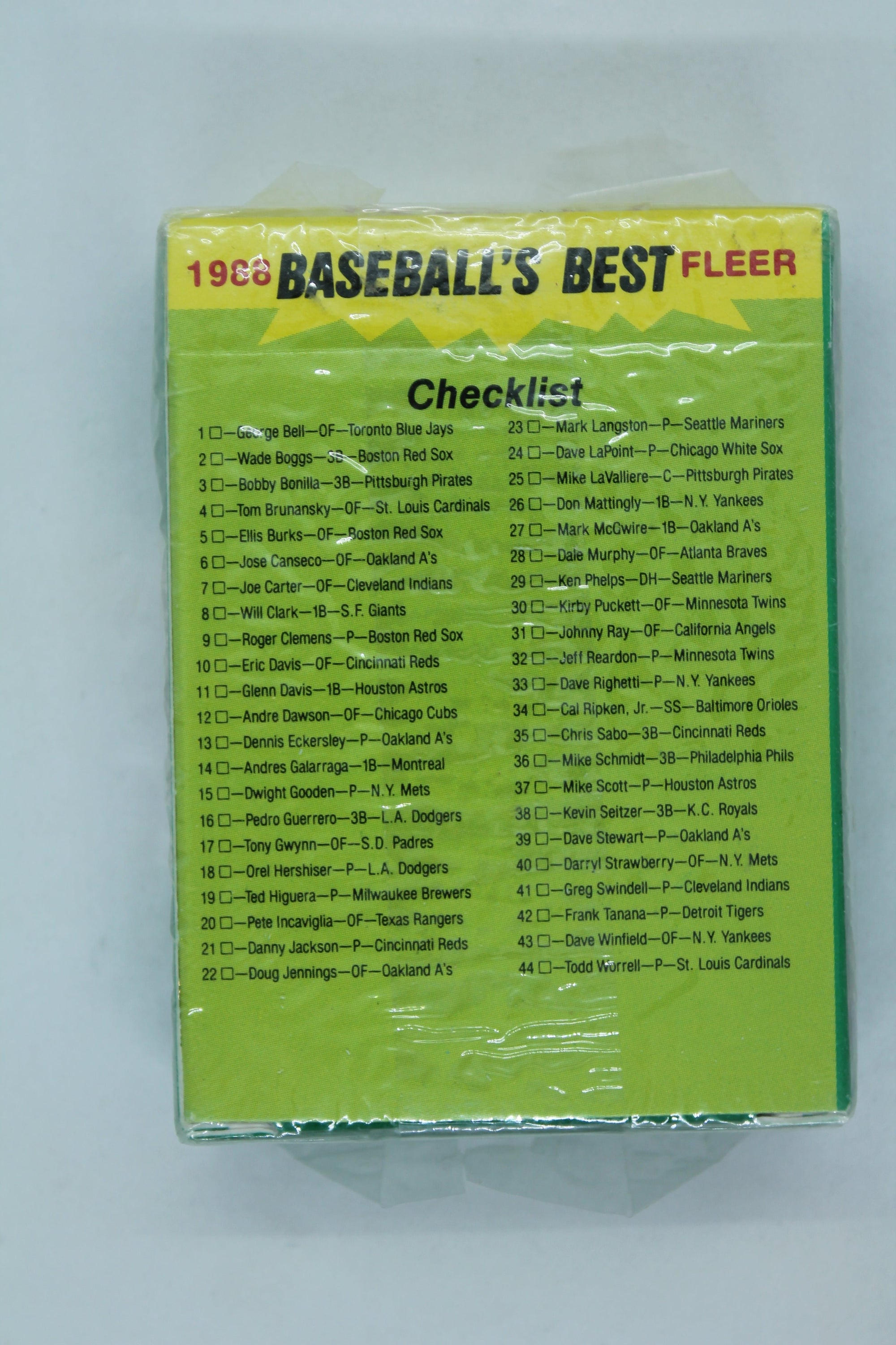 1988 Fleer Baseball's Best Sluggers vs Pitchers - 44 Card Set