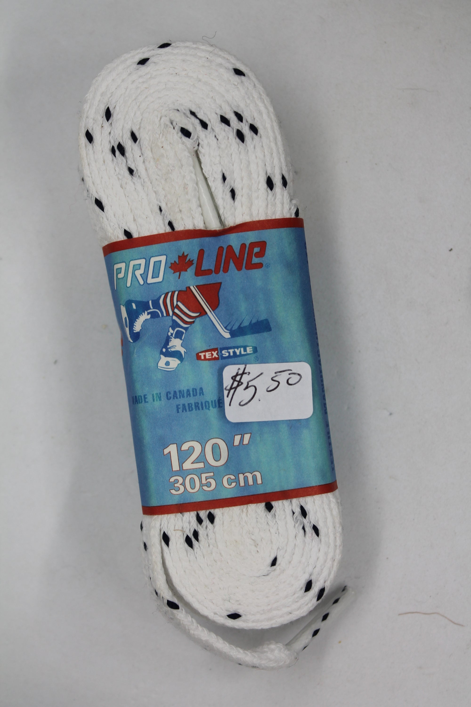 Hockey Skate Laces - Pro Line 120" . 305 cm (White with Blue Specks)