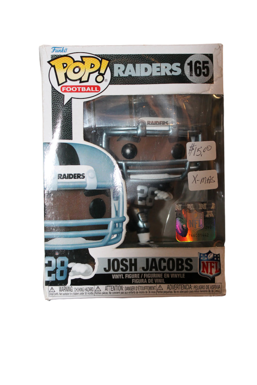 XMAS Funko POP NFL Josh Jacobs #165 Las Vegas Raiders Ornament - Damaged Box