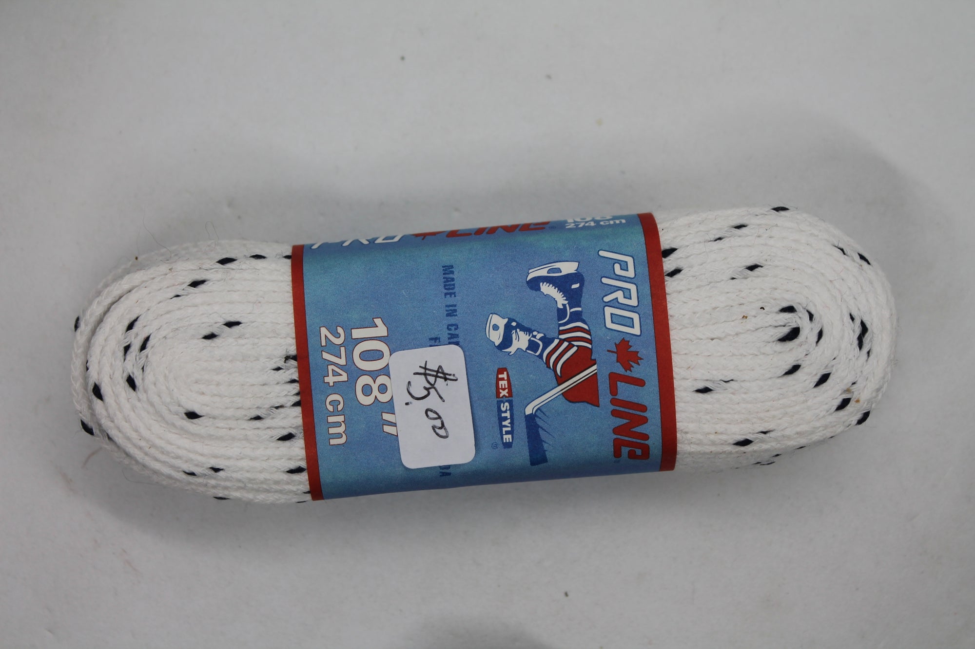 Hockey Skate Laces - Pro Line 108" . 274 cm (White with Blue Specks)