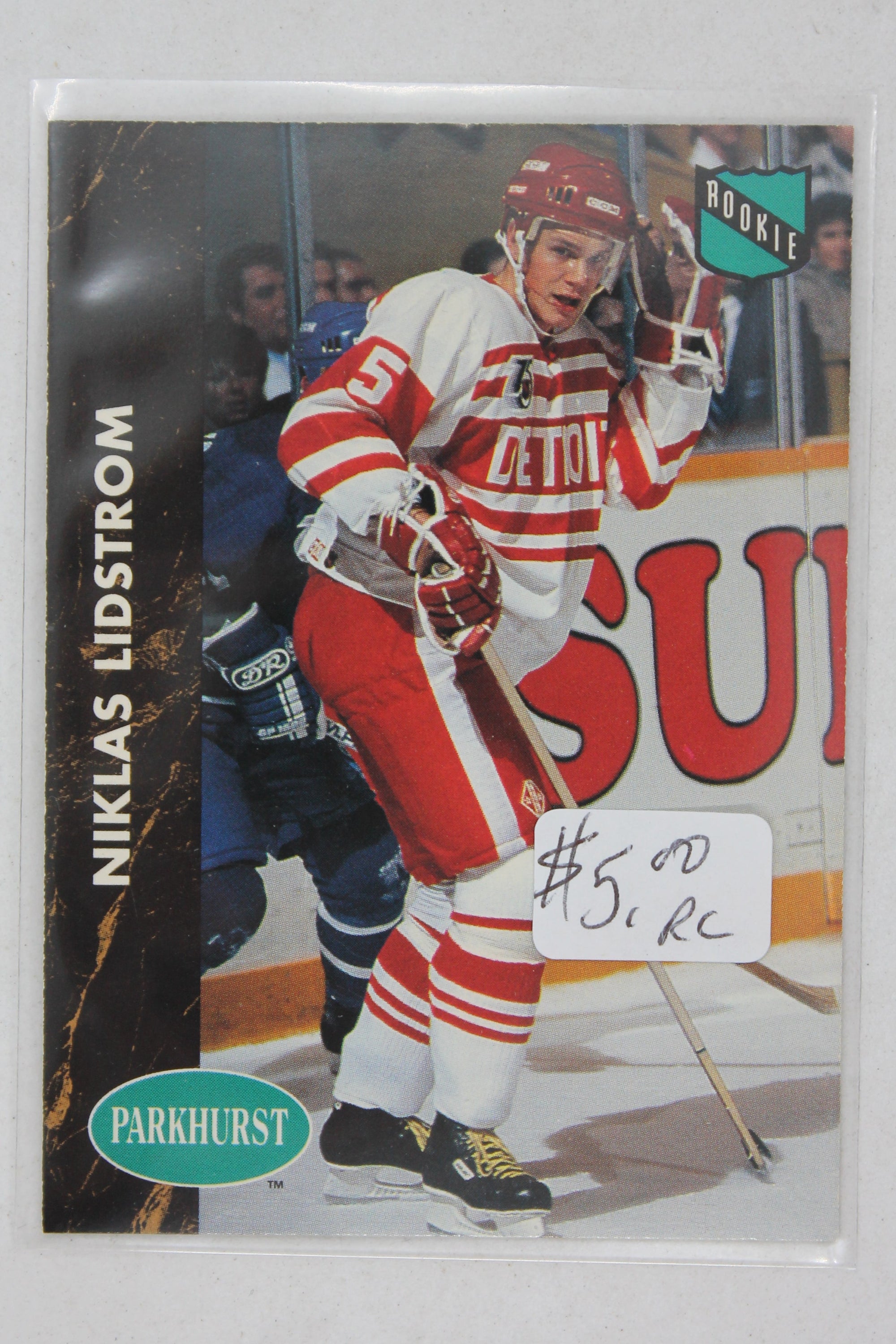 Nicklas Lidstrom 1991-92 Parkhurst (Name Misspelled as Niklas) Rookie Card