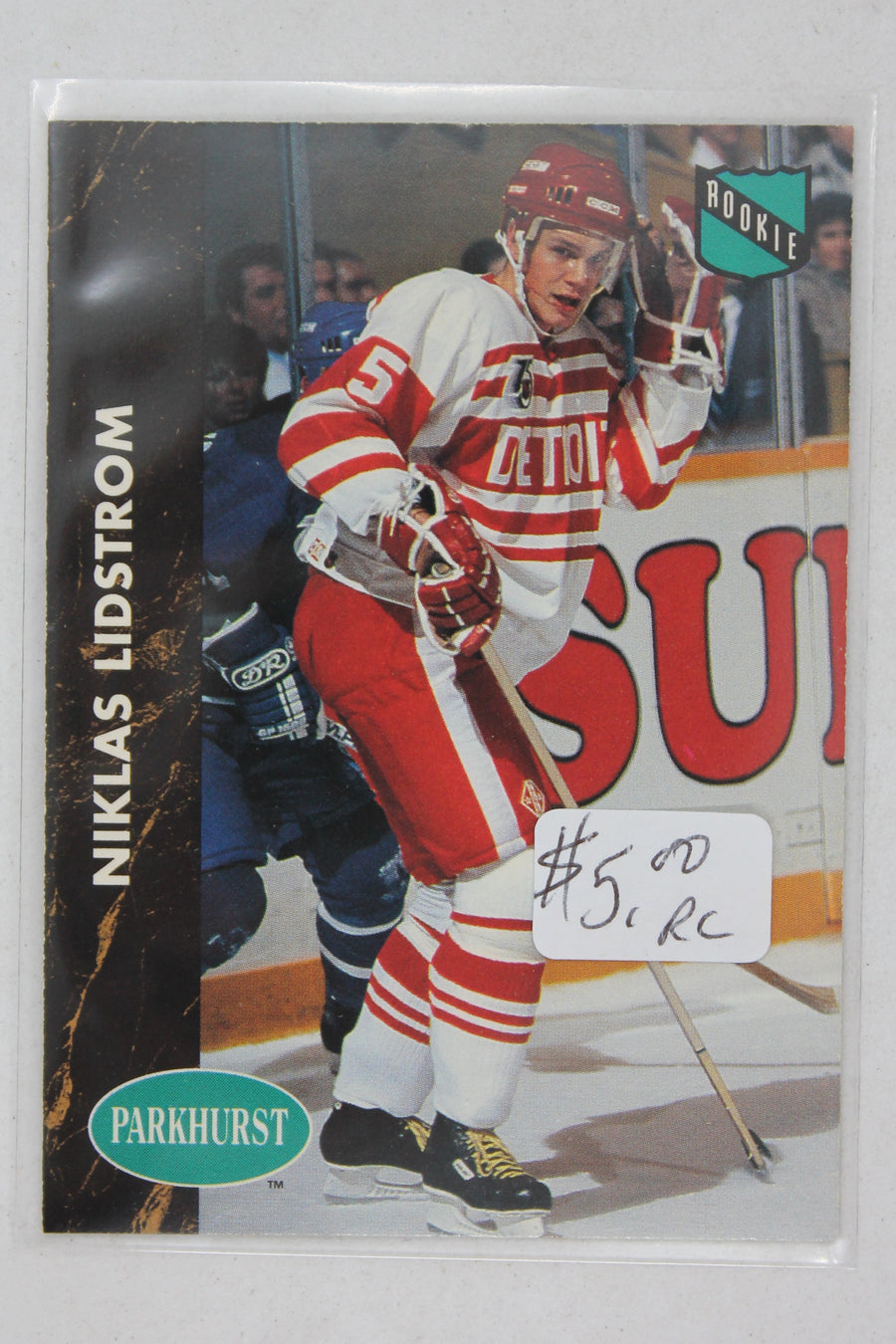 Nicklas Lidstrom 1991-92 Parkhurst (Name Misspelled as Niklas) Rookie Card