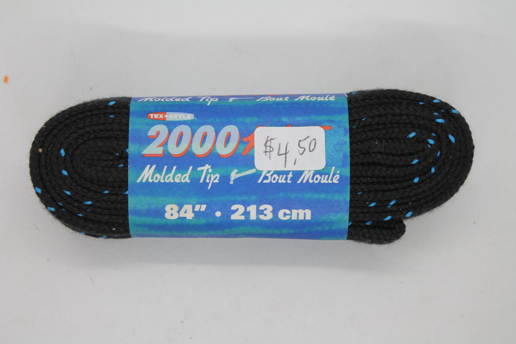 Hockey Skate Laces - 2000 MT 84" . 213 cm (Black with Blue Specks)