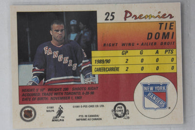 Tie Domi 1990-91 O-Pee-Chee Premier Rookie Card