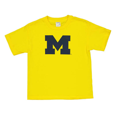 NCAA Michigan Wolverines Logo Youth T-Shirt - Yellow