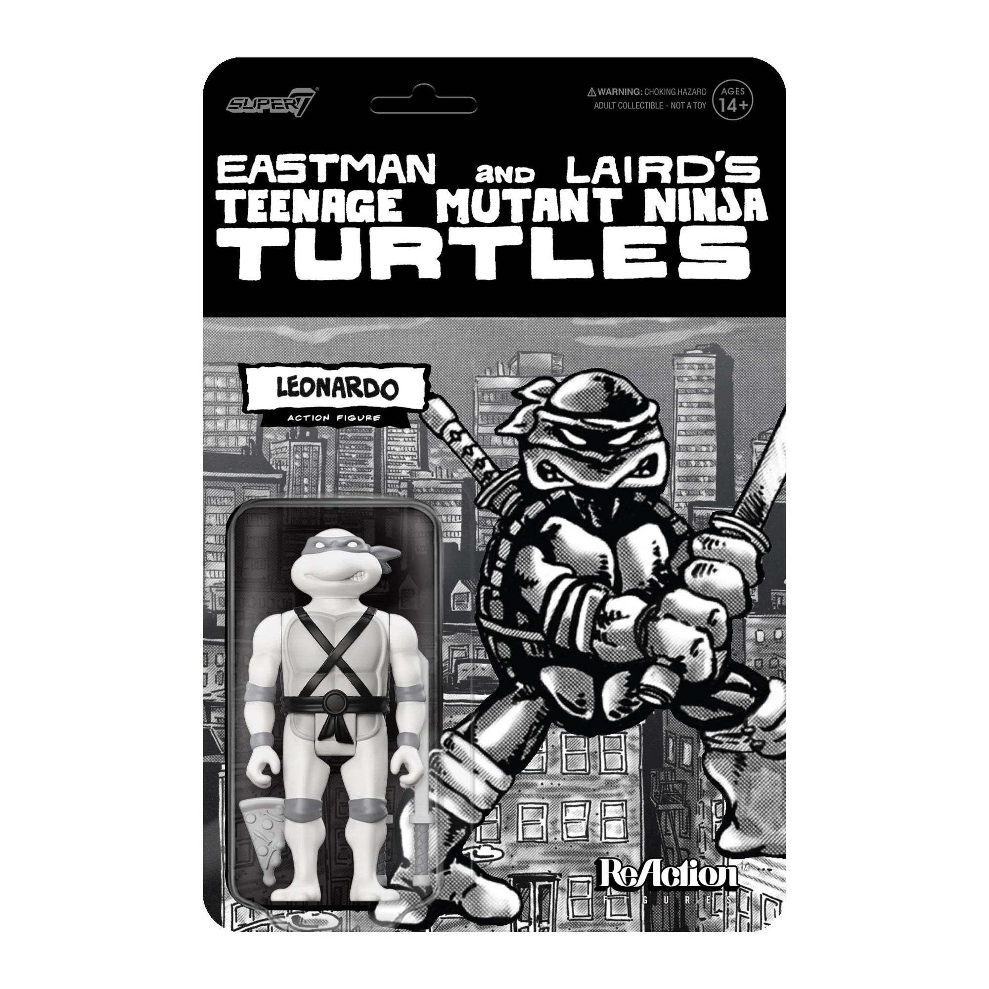 Leonardo Teenage Mutant Ninja Turtles 3.75” Action Figure (Greyscale) - Super7 Reaction
