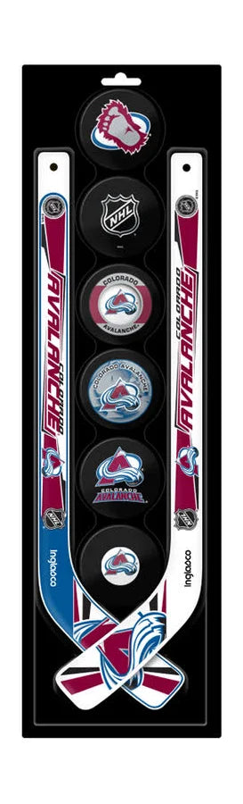 NHL Colorado Avalanche 2 Plastic Mini Sticks with 6 Foam Pucks