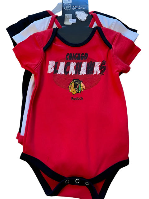 NHL Chicago Blackhawks Infant Reebok 3pc Bodysuit Set