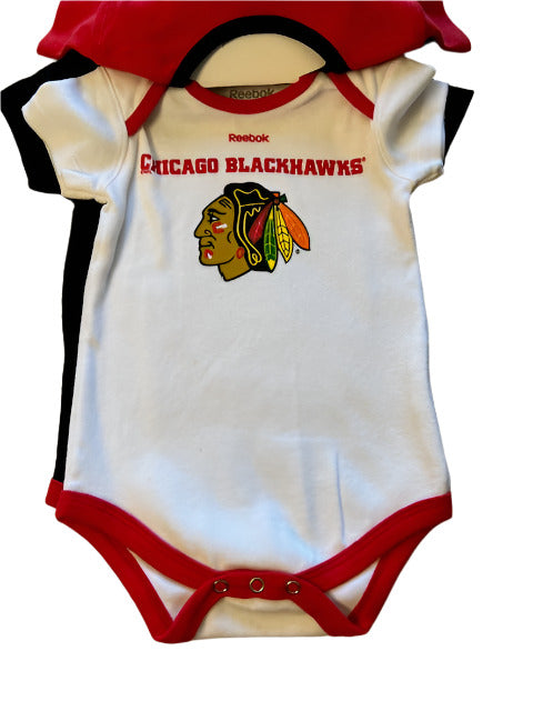 NHL Chicago Blackhawks Infant Reebok 3pc Bodysuit Set