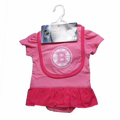 NHL Boston Bruins Infant 3pc Pink Creeper with Bib & Booties-Reebok