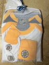 NHL Boston Bruins 4 piece Newborn Set (2 Creepers, booties and cap)