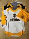 NHL Boston Bruins 4 piece Newborn Set (2 Creepers, booties and cap)