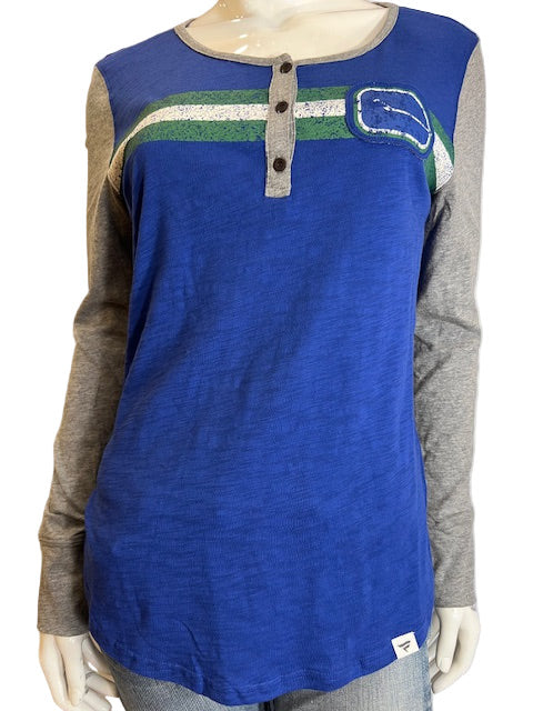 NHL Vancouver Canucks Fanatics Women's M Long Sleeve Button Tee (online only)