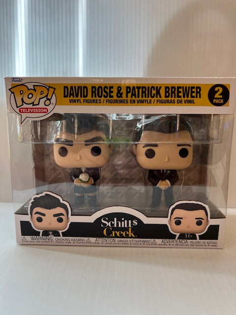 Funko POP David Rose & Patrick Brewer -Wedding (2 pack)- Schitt$ Creek S2 (some box damage-see pics)