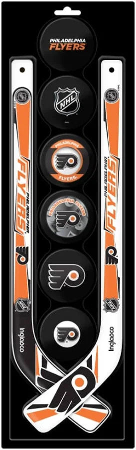 NHL Philadelphia Flyers 2 Plastic Mini Sticks with 6 Foam Pucks