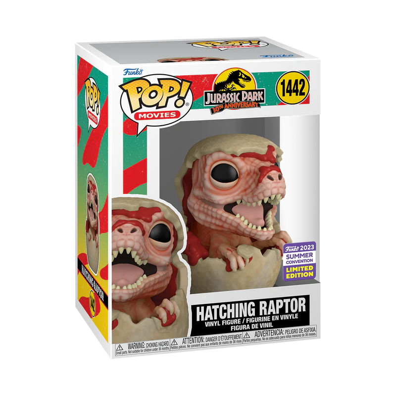 Funko POP Hatching Raptor #1442 -2023 Summer Convention -Jurassic Park 30th Anniversary