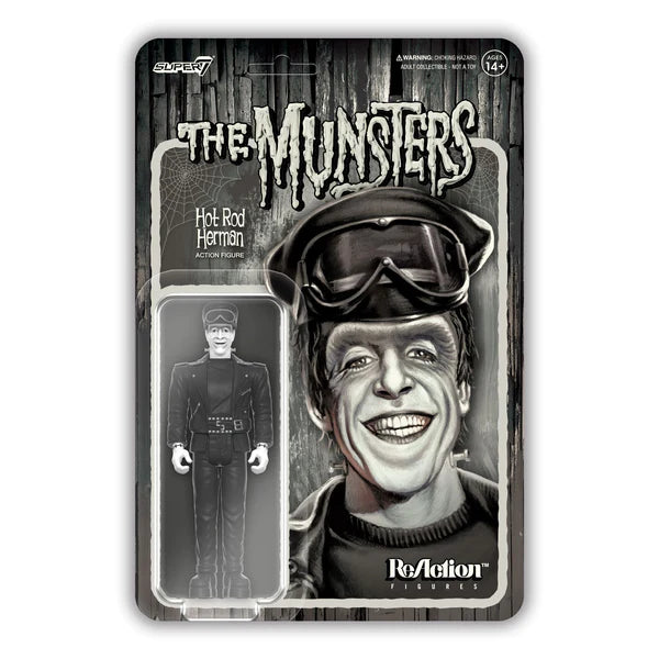 Hot Rod Herman -The Munsters Figure (Grayscale)  - Super7 Reaction