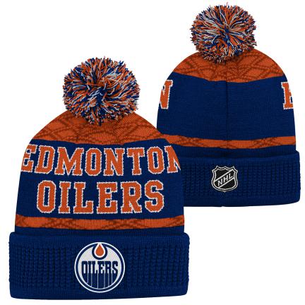 NHL Edmonton Oilers Youth Puck Pattern Toque with Pom
