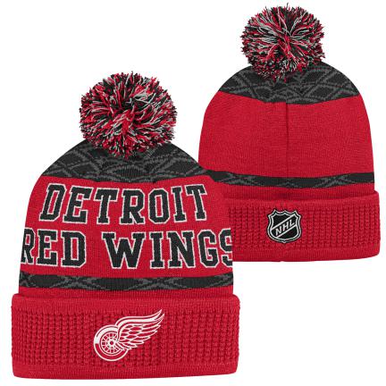 NHL Detroit Red Wings Youth Puck Pattern Toque with Pom
