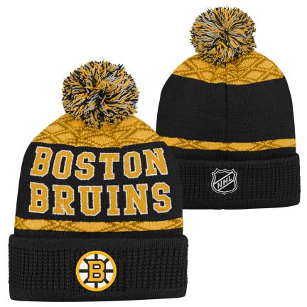 NHL Boston Bruins Youth Puck Pattern Toque with Pom