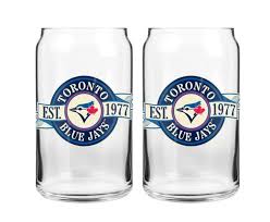 MLB Toronto Blue Jays Banner 16 oz Can Glass (2 pack set)