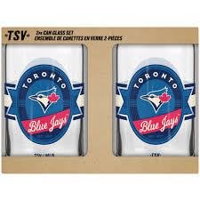 MLB Toronto Blue Jays Nostalgia Label 16 oz Can Glass (2 pack set)