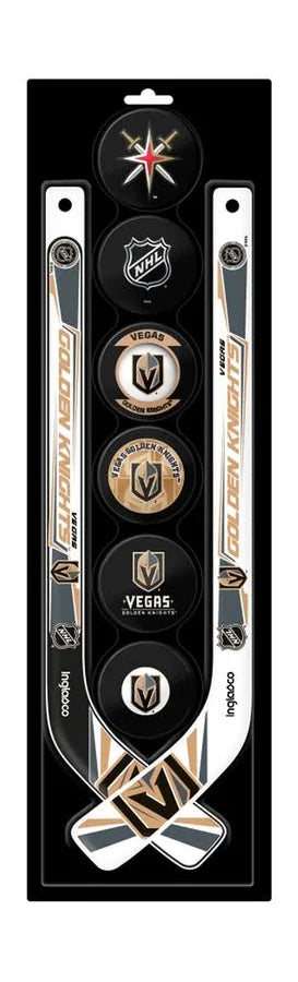 NHL Las Vegas Golden Knights 2 Plastic Mini Sticks with 6 Foam Pucks