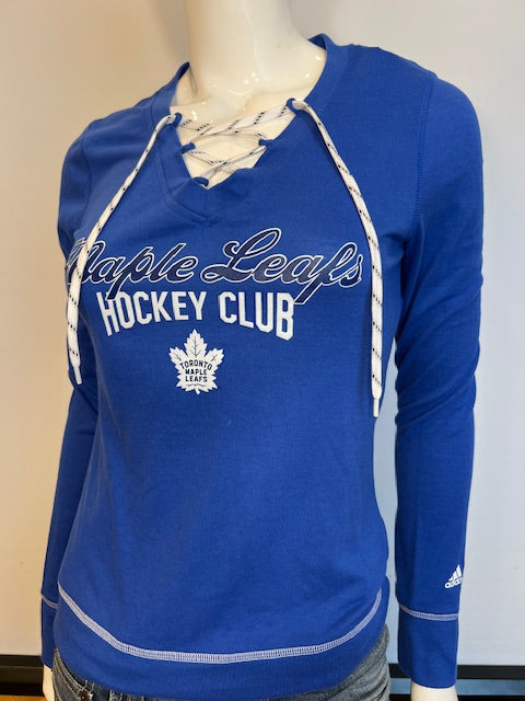 NHL Toronto Maple Leafs Women's Adidas Long Sleeve Skate Lace Tee (online only)