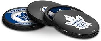 NHL Toronto Maple Leafs Hockey Puck Coasters in Cube