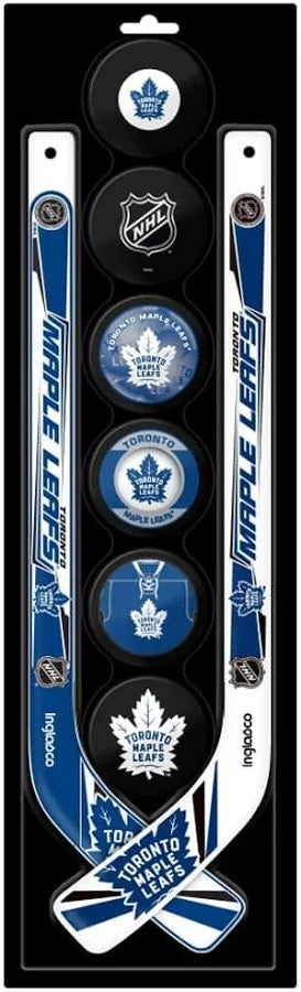 NHL Toronto Maple Leafs 2 Plastic Mini  Sticks with 6 Foam Pucks