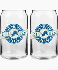 NFL Detroit Lions 2 pack 16 oz Banner Can Glass Set