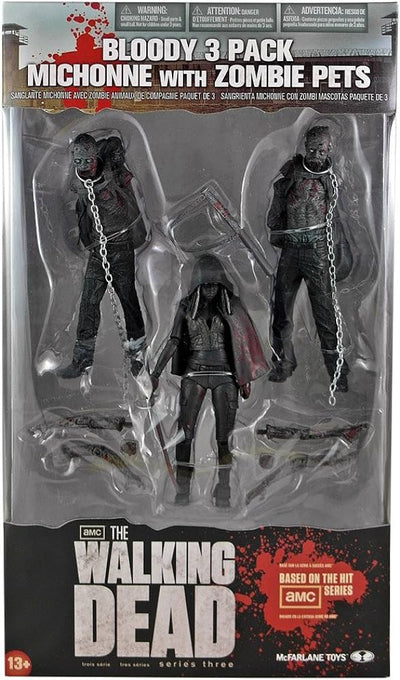 The Walking Dead - Bloody 3 pack Michonne with Zombie Pets McFarlane Figures