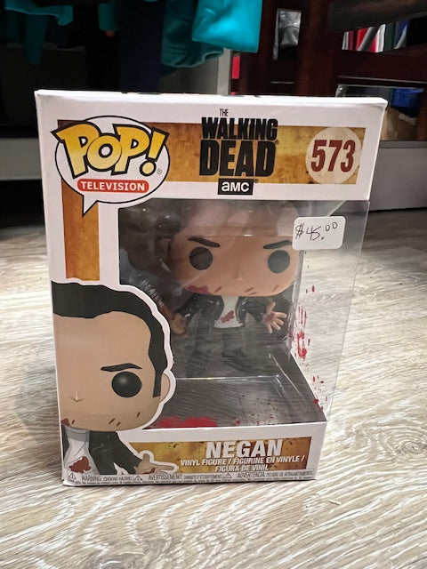 Funko POP Negan (Clean Shaven) #573 the Walking Dead (see front corner folds-pics)