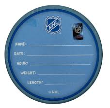 NHL Montreal Canadiens "New Fan is Born" Hockey Puck (Baby blue) in Puck Case
