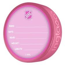 NHL Toronto Maple Leafs "New Fan is Born" Hockey Puck (Pink) in Puck Case