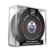 NHL Edmonton Oilers 2025-26 Hockey Puck in case