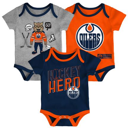 NHL Edmonton Oilers Infant Triple Clappers 3pc Creeper Set