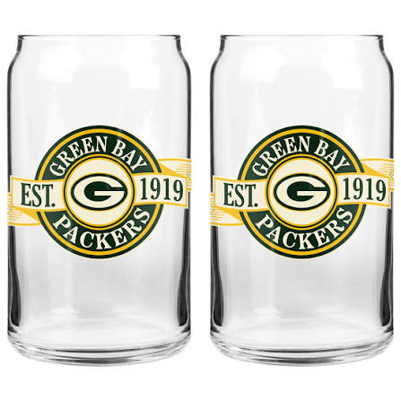 NFL Green Bay Packers Banner 16 oz Can Glass (2 pack set)