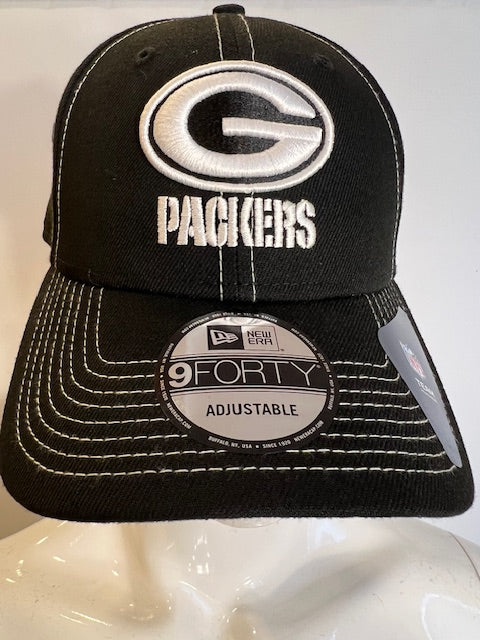 NFL Green Bay Packers 9Forty New Era Black with White Adjustable Hat