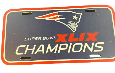 NFL New England Patriots Super Bowl Champions XLIX License Plate Signage