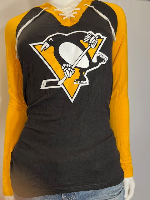 NHL Pittsburgh Penguins Women's Fanatics Lace-Up Long Sleeve Tee (online only)