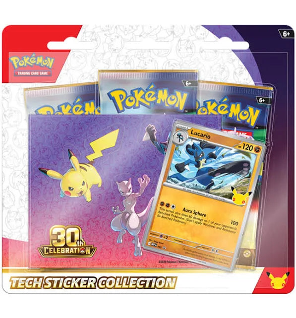 Pokemon 30th Celebration 3-Pack Tech Sticker Collection-Lucario  (price per pack)