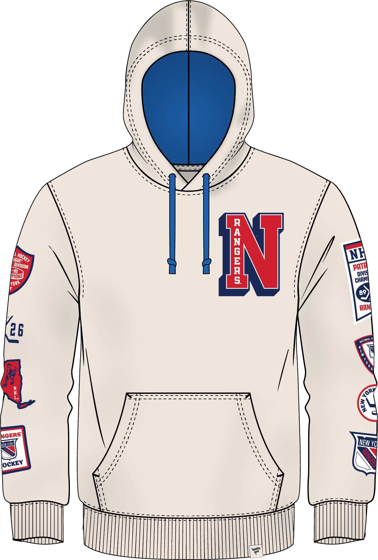 NHL New York Rangers Fanatics Letterman Fleece Hoodie