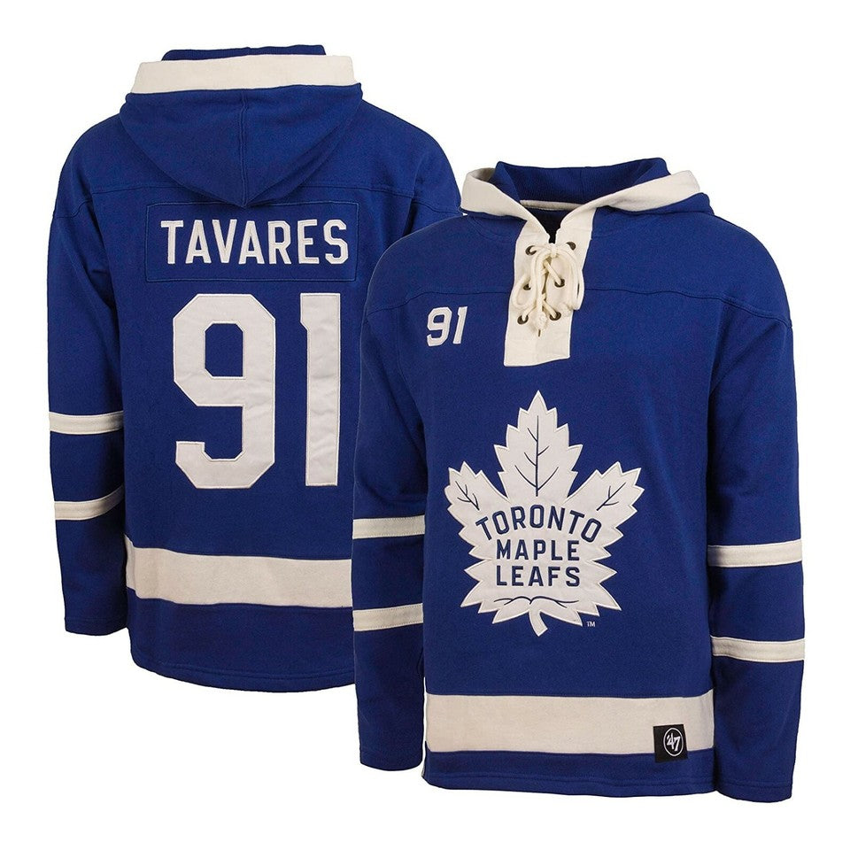 NHL John Tavares #91 Toronto Maple Leafs Men's '47 Brand Lacer Hoodie