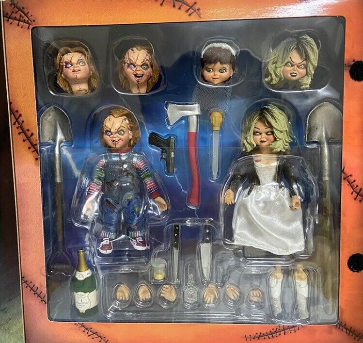 NECA Bride Of Chucky Ultimate Chucky & Tiffany 4" Action Figure 2 Pack New