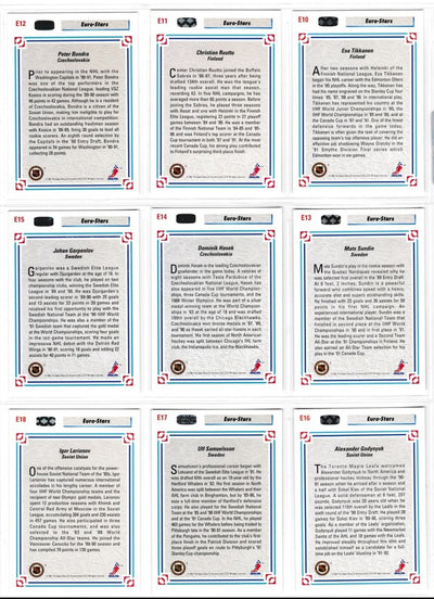 1991-92 UPPER DECK EURO-STARS COMPLETE 18-CARD SET – ENGLISH