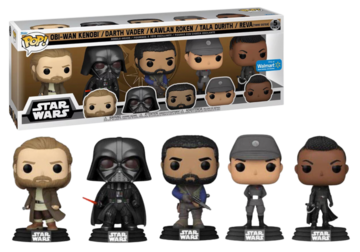 Funko POP Obi-Wan Kenobi, Darth Vader, Kawlan Roken, Tala Durith, Reva (5 pack) -Star Wars Walmart Exclusive (note: tiny tear-see pics)