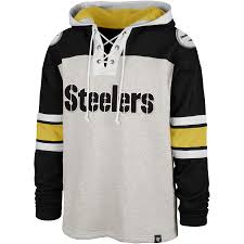 NFL Pittsburgh Steelers Mens 47 Brand Lace Up Hoodie